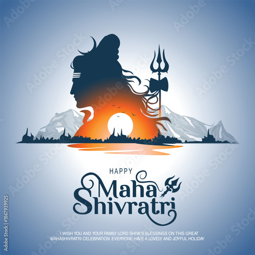 happy maha Shivratri with shiv ling, a Hindu festival celebrated of lord shiva night, english calligraphy. abstract vector illustration design