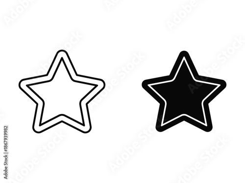 Simple black star icon set on white background