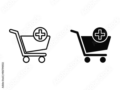 Shopping cart icon with plus sign