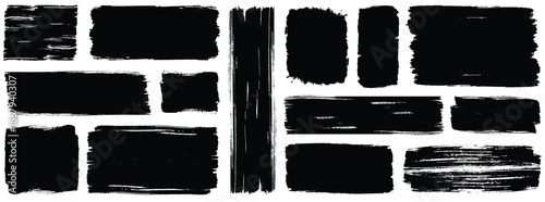  Set of grunge jagged rectangle shape. Vintage grunge boxes for collage, text, banner, sticker, poster design. Rough grunge stamp thick paint line textures. Grungy sketchy rectangle textboxes pack.