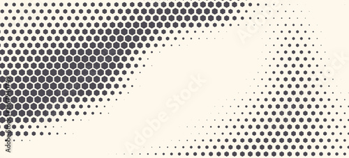 Hexagon Shapes Vector Abstract Geometric Technology Oscillation Wave Isolated on Light Background. Halftone Hex Retro Simple Pattern. Minimal 80s Style Dynamic Tech Wallpaper