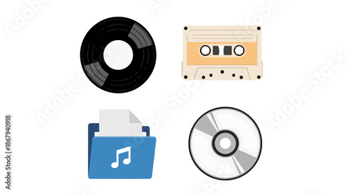 Collection of Vintage and Digital Sound Storage Media Assets