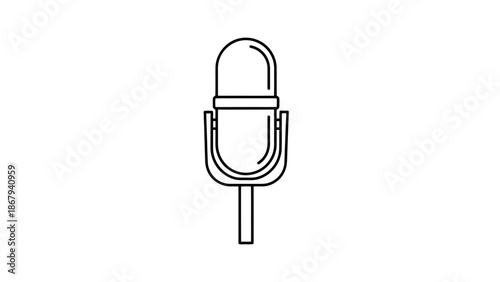 Outline of a vintage microphone on a stand symbolizing audio recording broadcasting and sound capture