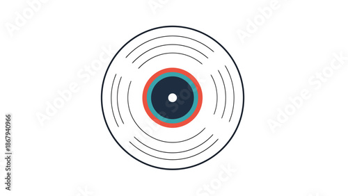 Abstract Circular Groove Pattern with Central Disc Retro Music Media Concept Design