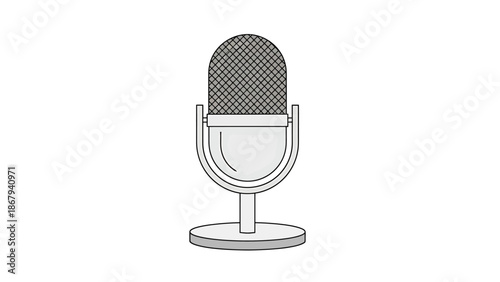Vintage Microphone Icon with Stand Retro Audio Recording Equipment