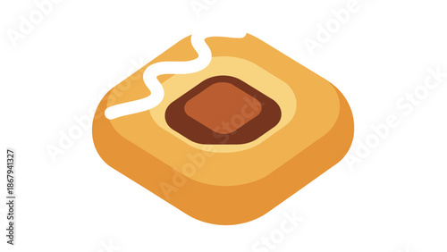 Sweet Pastry with Chocolate Filling and White Glaze