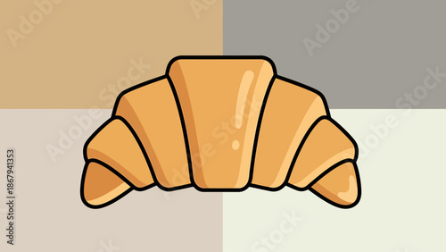 Stylized Croissant Pastry Icon on Segmented Background