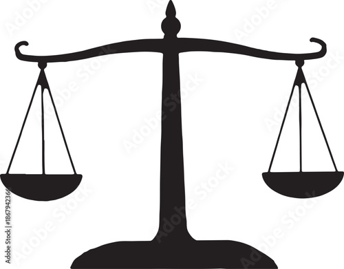 Print Black silhouette of a balance scale representing justice and law 