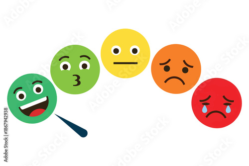 colorful cartoon faces showing different emotions on white background
