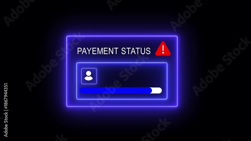 Person holding smartphone with holographic payment status alert showing error warning and transaction decline