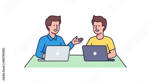 Two Men Working on Laptops Together.