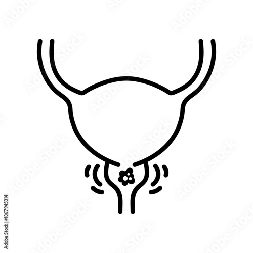 Prostate Cancer Line Icon, Bladder and Prostate Gland with Tumor Symbol, Men Health Urology Disease Vector Illustration