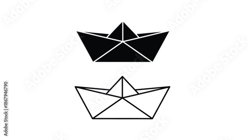 Origami paper boats in black and white