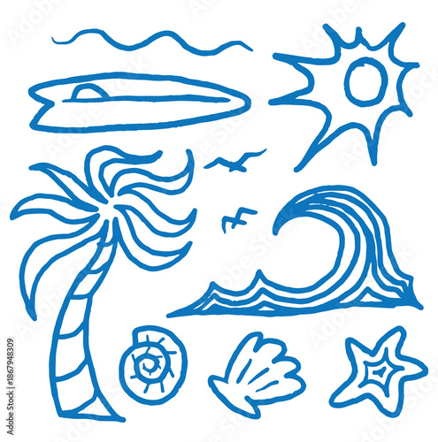 unique vector illustration with a theme depicting a bright and cool beach atmosphere