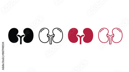 Kidney icons in various colors and styles
