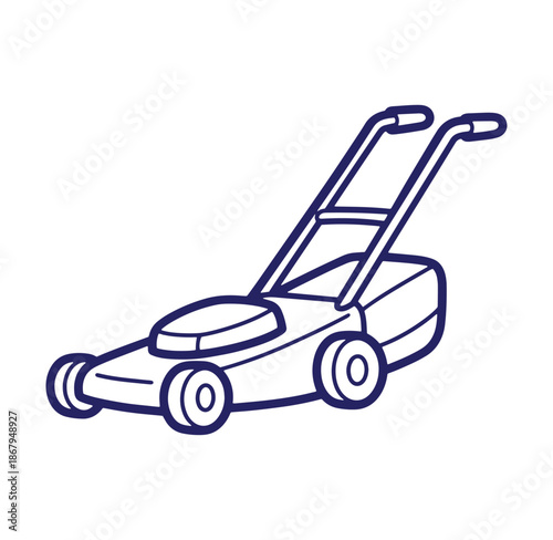 Outlined illustration of a lawnmower perfect for gardening landscaping and outdoor yard work.
