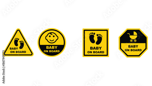 Baby on board warning signs for vehicles