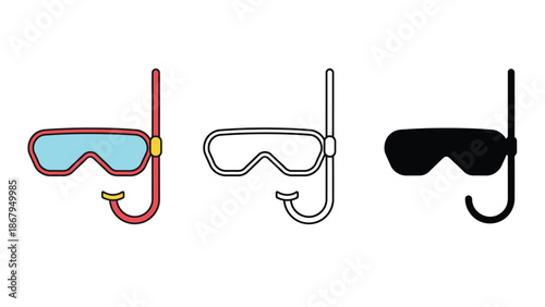 Snorkeling masks and tubes in various styles and colors