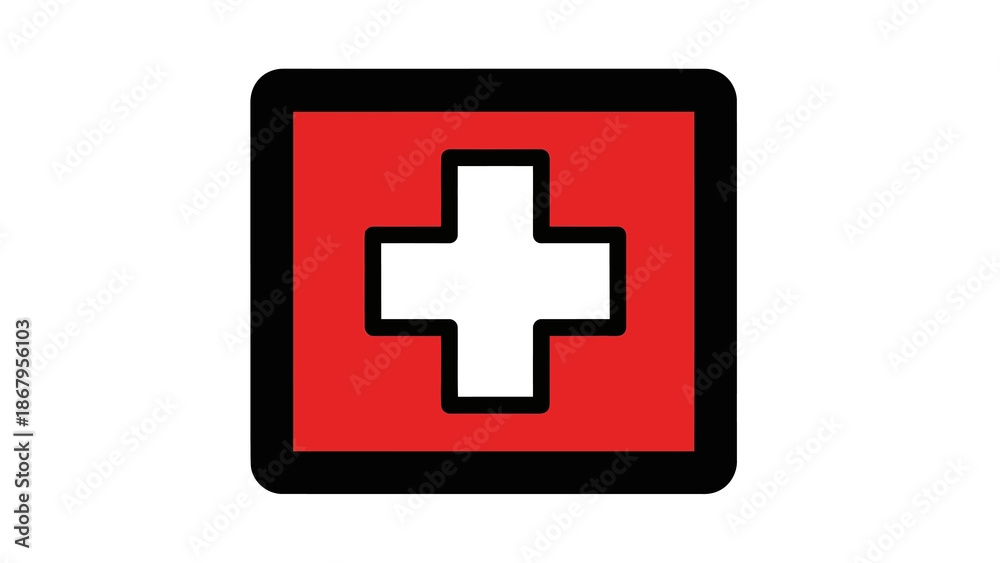 Fototapeta premium Red and black medical cross symbol on white background