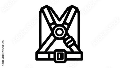Modern seatbelt icon in sleek black and white design