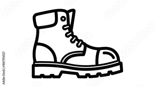 Stylish black boot with laces and rugged sole