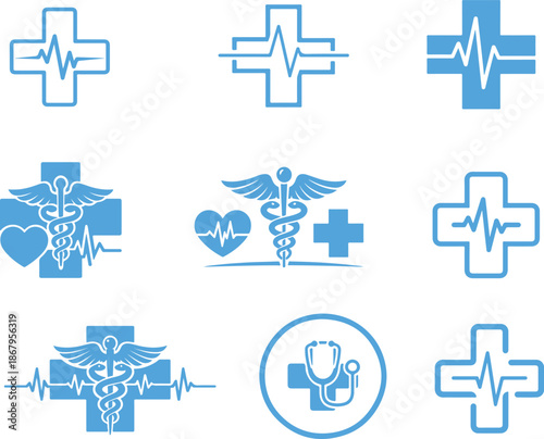 set of medical icons and logo  symbols