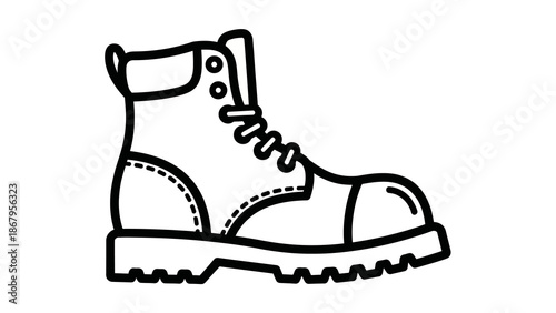 Stylish combat boot with rugged sole and laces