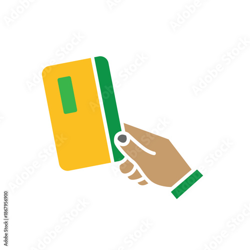 Payment icon. Hand paying using a credit card. Economic, business, accounting. flat design style