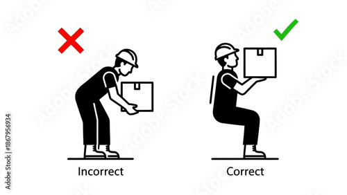 Proper lifting techniques illustration for safe manual handling practices