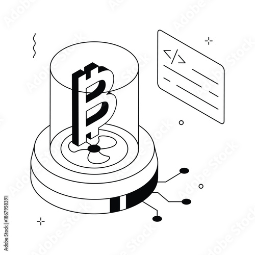 Isometric illustration representing digital currency, editable vector