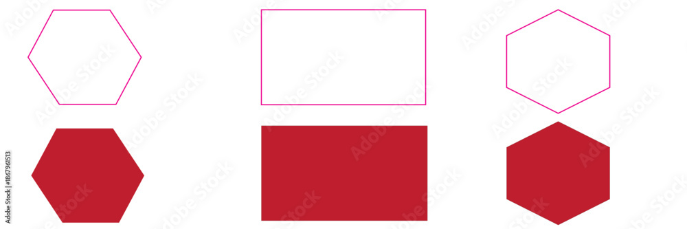 Obraz premium quadrangle, pentagon, hexagon, octagon icon. vector geometry pentagonal, hexagonal, octagonal polygon. five, six, eight sided polygon lines, vector