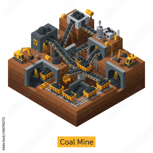 Coal Mine Industrial Site with Machinery.