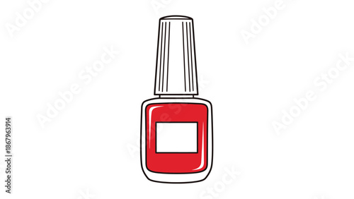 Red Nail Polish Bottle With Label Space Beauty and Cosmetics Object