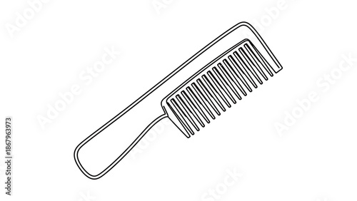 Minimalist Line Art of a Comb Hair Styling Tool Icon