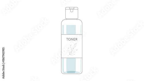 Clear Liquid Toner Bottle Label Simple Outline Art