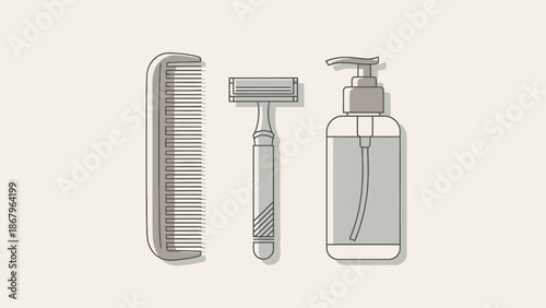 Personal Grooming Essentials Comb Safety Razor and Dispenser with Liquid