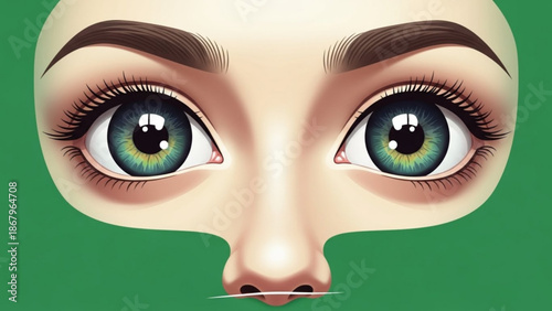 Stunning woman's eyes with green and blue iris and thick lashes