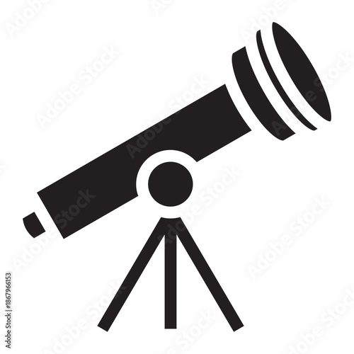 Solid glyph icon of a telescope