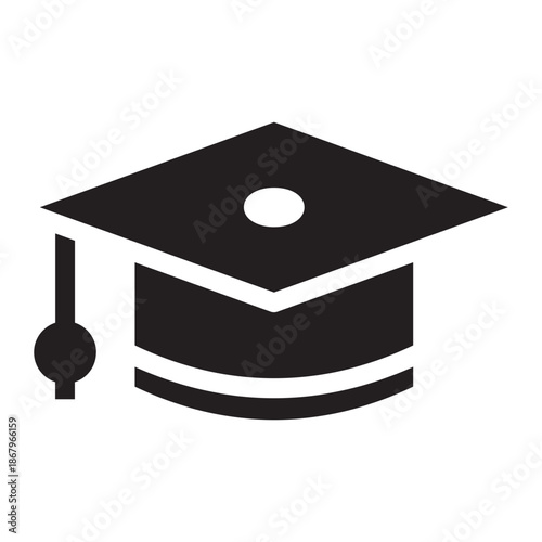 Solid glyph icon of a graduation cap