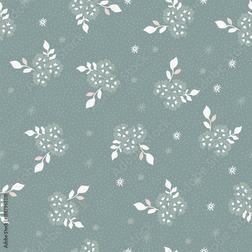 Soft Sage Cottage Ditsy Floral Sprig Pattern