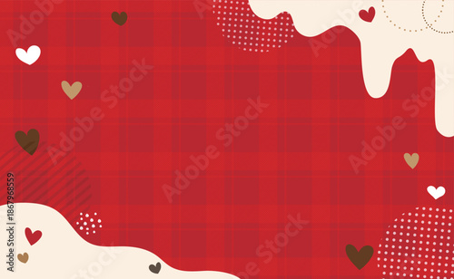 ホワイトチョコと赤いバレンタインハート背景イラスト素材