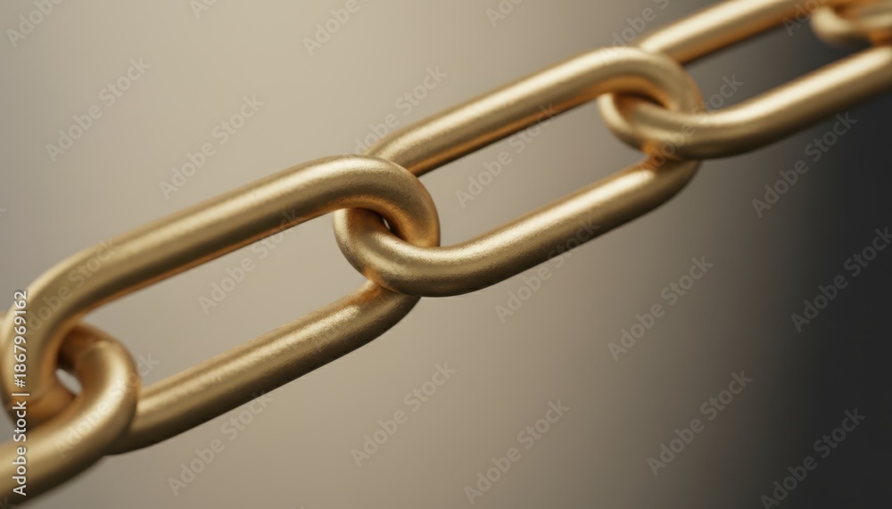 Fototapeta premium Gold chain closeup, strength and connection concept background