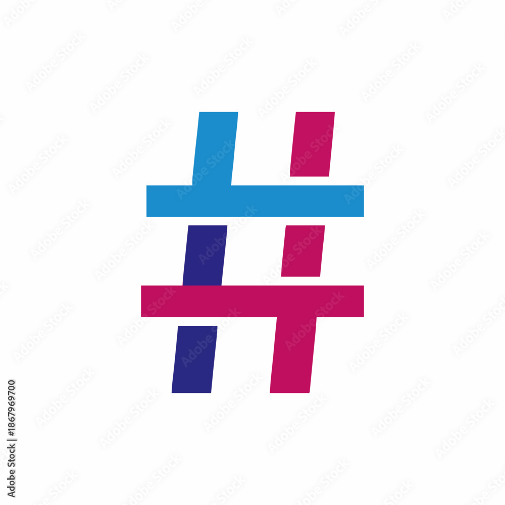 Fototapeta premium Abstract hashtag sign vector illustration with flat modern digital communication symbol isolated