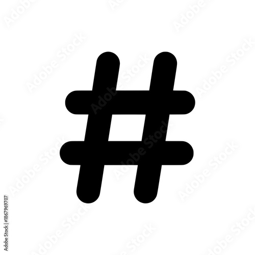 Hashtag icon vector illustration with flat social media tagging symbol isolated on white