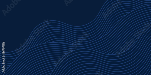 3D modern wave curve abstract presentation background. Luxury paper cut background. Abstract decoration, golden pattern, halftone gradients, 3d Vector illustration. Dark blue background