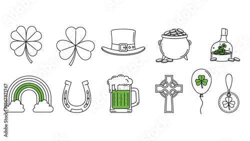 Collection of st patricks day symbols and festive icons