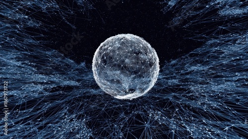 Abstract Digital Sphere with Network Lines and Connections Visualization