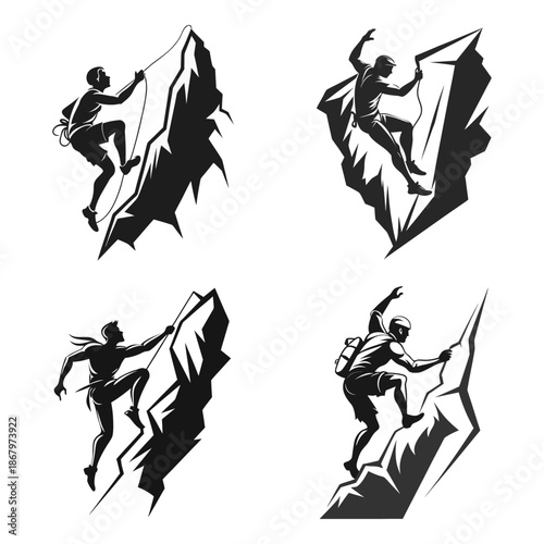 Dynamic Rock Climber Silhouettes Collection