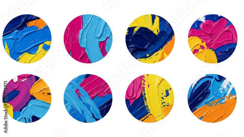 Vibrant Abstract Circular Paint Swirls on White Background - Artistic Expression