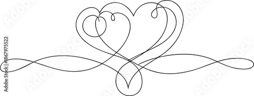 Ornate black and white heart and swirl decorative